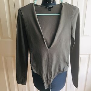 Express Low Cut V Neck Sexy Long Sleeve Shirt Top